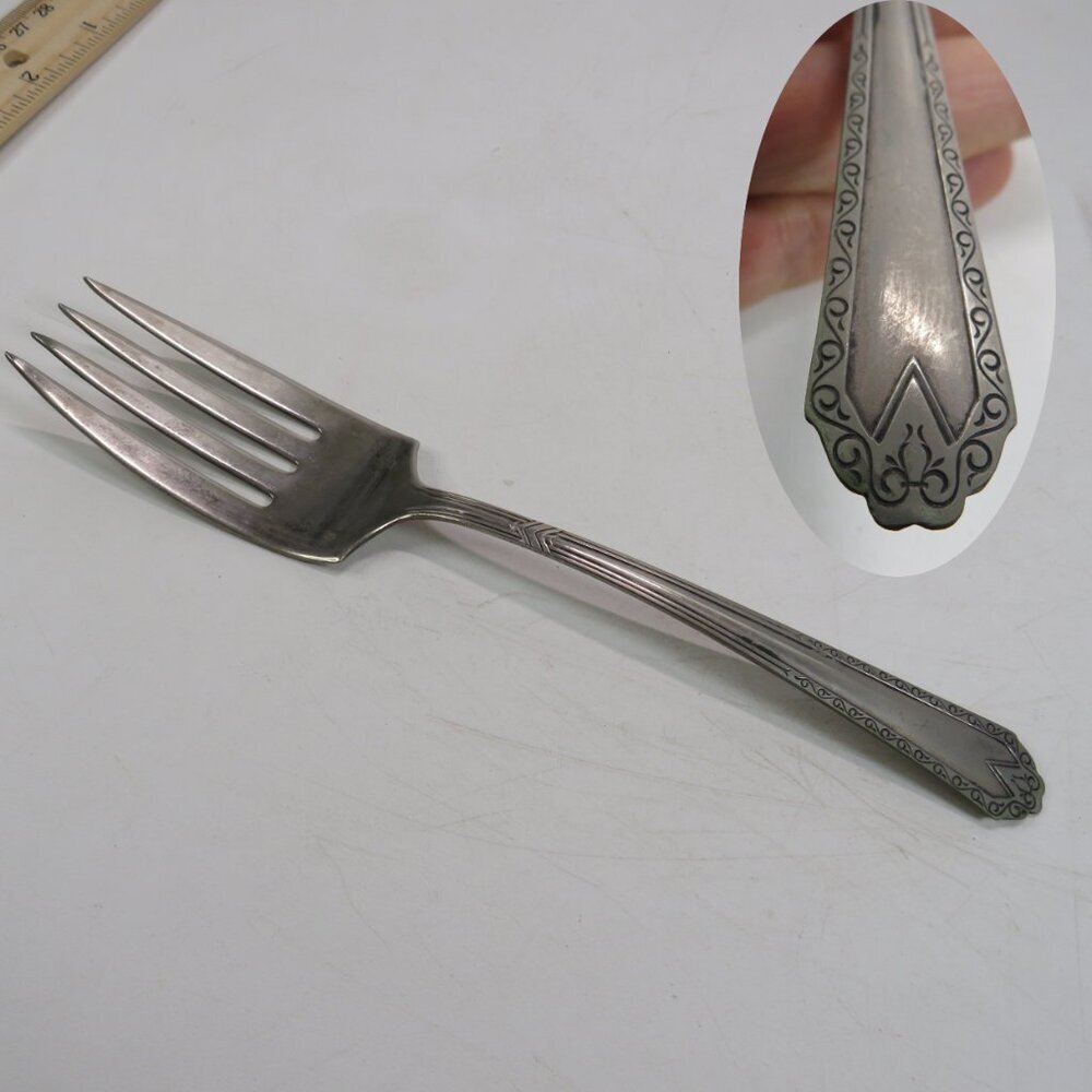 VTG Dinner Fork Art Deco style Silver Plated "Twelve" National Silver Co EPNS